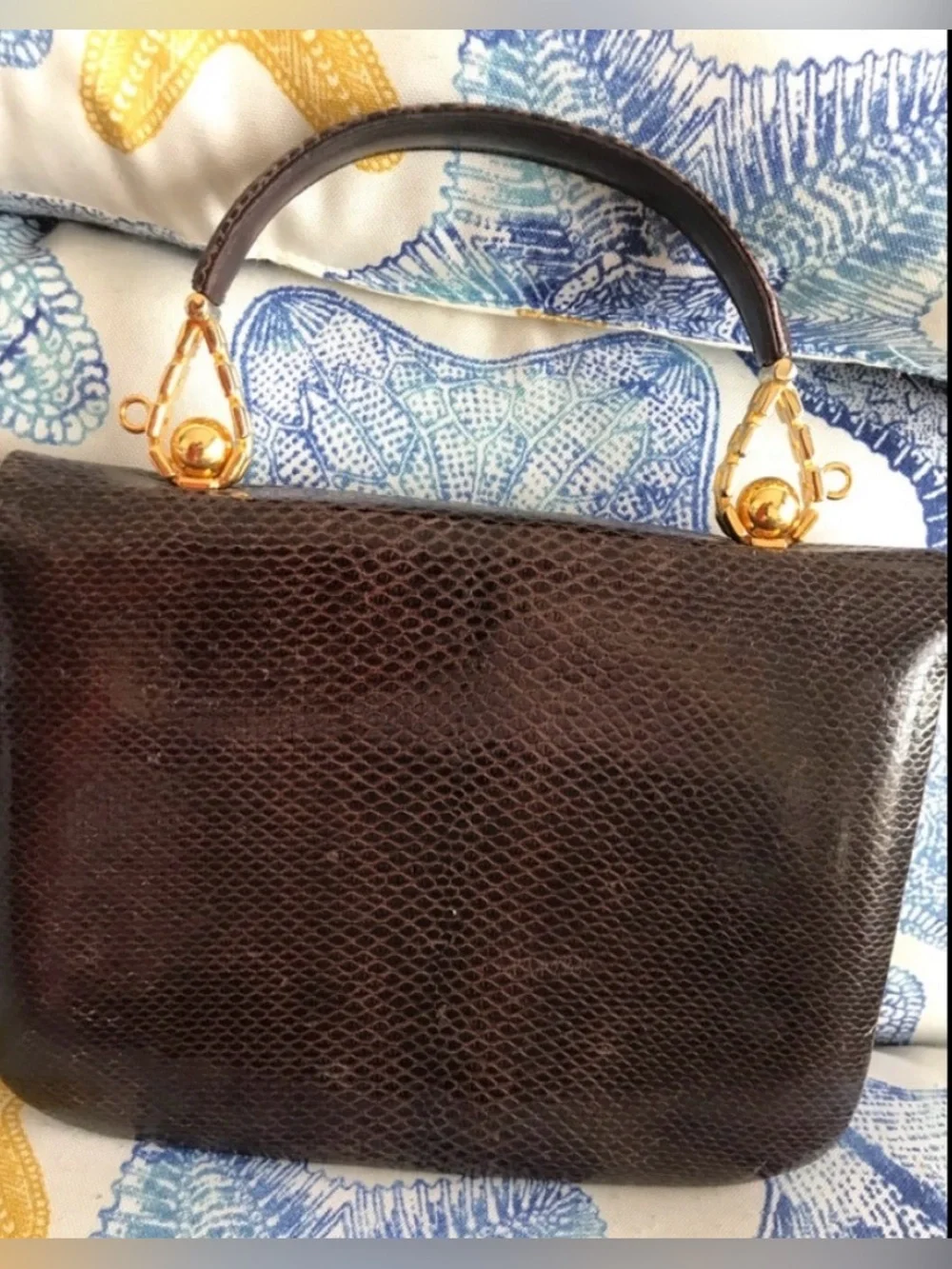 Fineness de Model brown Leather Top-Handle Bag with Gold Hardware